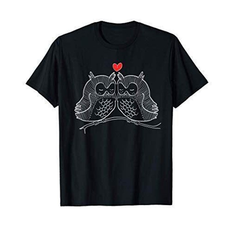 ハートのフクロウへのバレンタインデーギフト Tシャツ | LINEショッピング