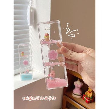 雜啊創意可愛櫻花油漏桌面小擺件治愈解壓油滴沙漏禮品生日禮物