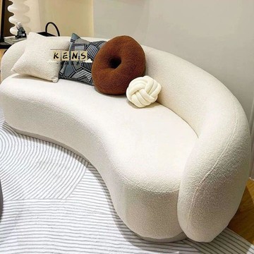 免運 可開發票 沙發 羊羔絨沙發 客廳沙發 小戶型沙發半圓弧形羊羔絨現代北歐客廳小戶型美容院輕奢時尚腰果弧形沙發工廠現貨直銷 售後保障 全館八折 店長新品推薦 5k1115