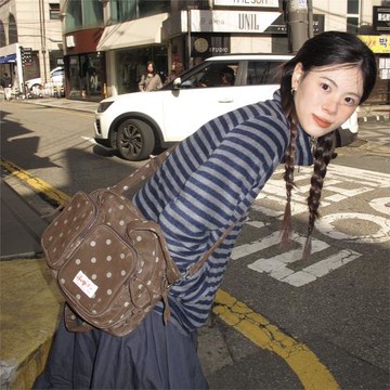 3egiz原創波點斜挎單肩包大容量韓系小眾少女通勤波士頓包百搭ins