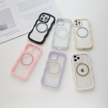 MagSafe兼容 波浪手機殼 【MagSafe指環 刻印名字】 手機掛繩 手機殼 MagSafe iPhone 附掛件 OS48U