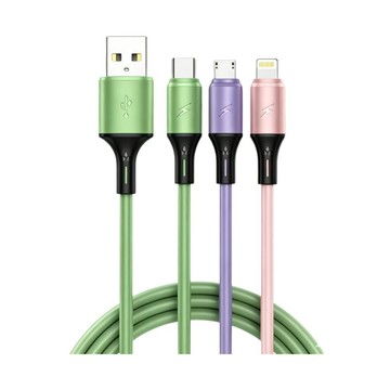 充電配件｜PD快充頭 【SilkCharge】液態矽膠三合一充電線 3入組 提速99%