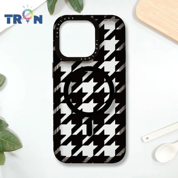 TRON IPHONE 16 PRO 經典千鳥紋 MAGSAFE 磁吸 防摔 太空殼 透黑 手機殼