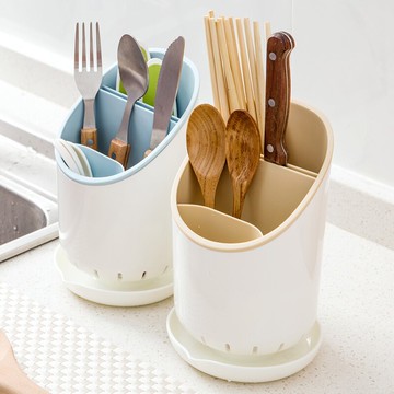 塑料瀝水筷子桶勺子置物架筷籠放筷子筒多功能家用收納盒廚房用品
