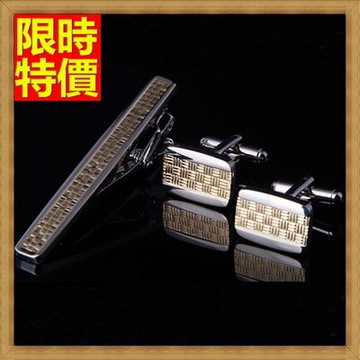 領帶夾組含領帶夾+袖扣-父親節禮物金銀雙色永不過時男士配件組合66af19【獨家進口】【米蘭精品】