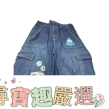 三麗鷗 正版足球牛仔五分褲 藍150CM 童褲 男童 短褲 牛仔褲 雷標