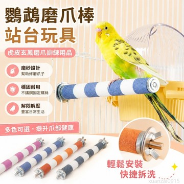 鸚鵡磨爪棒站臺玩具虎皮玄鳳磨爪訓練用品籠子站臺不銹鋼磨砂桿 解悶解壓 小太陽鸚鵡 和尚鸚鵡 凱克鸚鵡玩具 鸚鵡站台