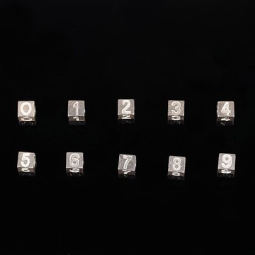 s925銀素銀 數字正方體方塊手鏈項鏈DIY配件1入