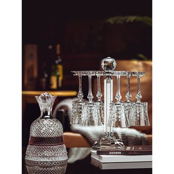 高檔進口水晶玻璃紅酒杯套裝家用旋轉醒酒器輕奢高腳葡萄酒杯子