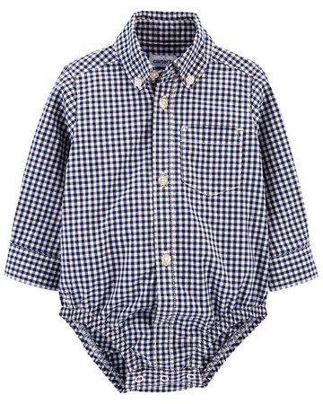 Gingham Button-Front Bodysuit