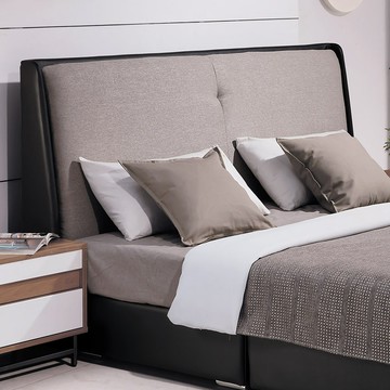 【obis】伊登深黑色皮革5尺床頭片