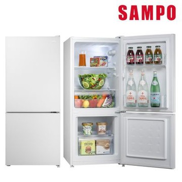SAMPO聲寶 117公升星漾美滿上冷藏下冷凍變頻玻璃直冷式雙門冰箱[箱損品]含基本安裝+舊機回收