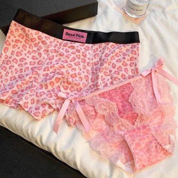 【情侶内褲 台灣寄出】内褲 新款 情侶內褲性感豹紋三角女褲蕾絲冰絲男平角褲褲衩情侶款新款2026