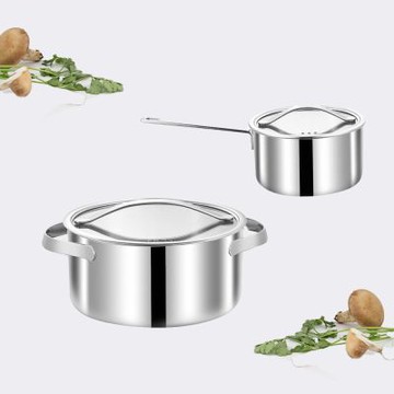 【ARPHEE】304不鏽鋼MORIA系列美型單柄湯鍋18CM+雙耳湯鍋24CM