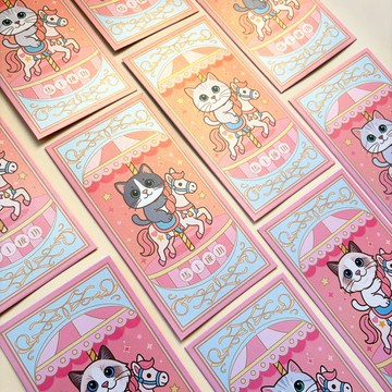 Lordpet 旋轉木馬貓貓利是封/多款貓咪造型/一包 10 入