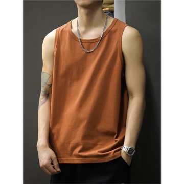 美式復古重磅純棉背心男潮牌寬松坎肩休閑大碼夏季健身無袖t恤男