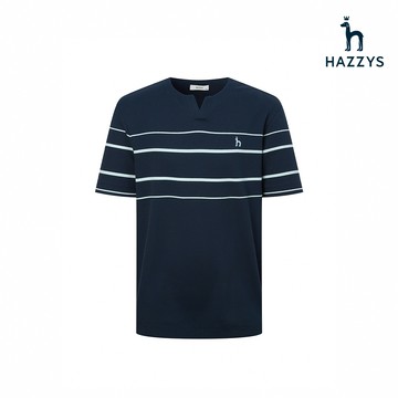 【HAZZYS】男款深藍色柔軟舒適簡約風格透氣日常穿著短袖T恤 YZVEB547