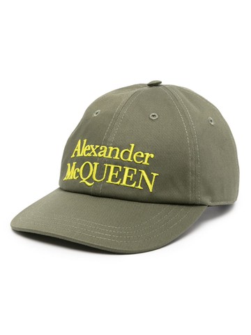 Alexander McQueen - logo-embroidered cotton cap - men - Cotton/Cotton - L - Green