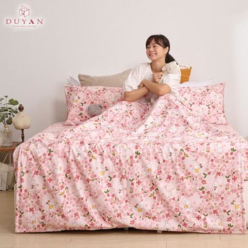 【DUYAN 竹漾】舒柔棉四件式涼被床包組 兔比花園(加大)