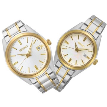 seiko SK037 精工表 6N52-00A0KS+6N22-00K0GS 經典簡約紳士優雅對錶/白+珍珠貝 39+30mm｜樂天全館特惠中★指定刷卡回饋10%