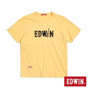 EDWIN 男裝 人氣復刻款 EDGE 搖滾LOGO短袖T恤-銘黃色