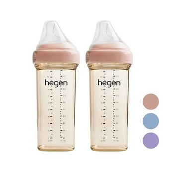 hegen 金色奇蹟ppsu多功能方圓型寬口奶瓶330ml(雙瓶組)-嫣粉/漾紫/沁藍