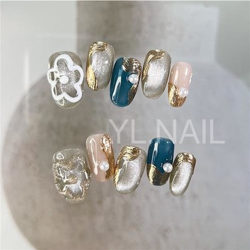 【YL.NAIL尼歐塔】純手工甲片ins小紅書小眾高級貓眼花花穿戴甲