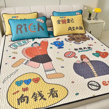 夏天乳膠涼席三件套冰絲床單床笠可折疊防滑涼感軟席子空調席