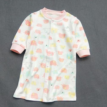 A標純棉嬰兒春秋睡袍男女寶寶長袍開衫護肚空調房睡衣康欣兒425