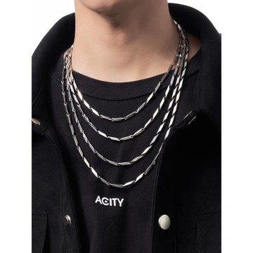 ACITY喜城簡約瓜子鏈項鏈男菱形鎖骨鏈女嘻哈小眾素鏈ins百搭配飾