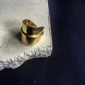 黃銅 鍛敲 寬面 戒指 II 開口 可調整 II竹取物語戒指