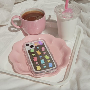 【Bling Bling小熊橡皮糖】 波浪框鏡面手機殼