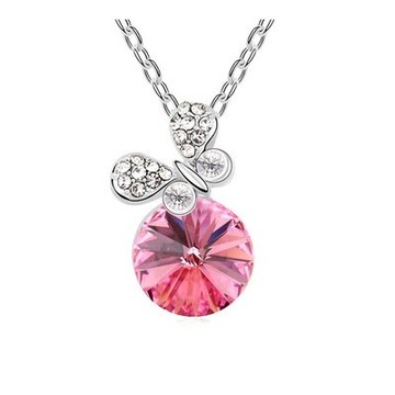 現貨+預購 925純銀項鍊水晶吊墜-夢幻奢華蝶影流光七夕情人節禮物女飾品5色73bb159【獨家進口】【米蘭精品】