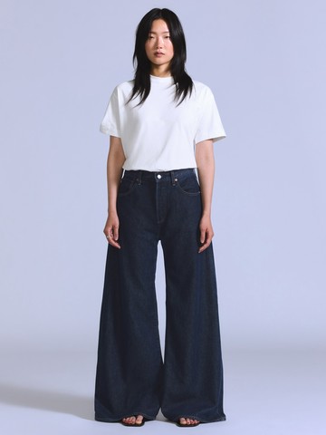 BLUETAB™ 極寬鬆五口袋牛仔褲 / 萊賽爾纖維添加 / 深藍 人氣新品