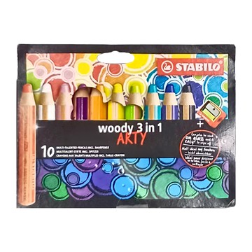 STABILO 思筆樂 伍迪樂3合1水彩粉蠟筆 10色  1盒