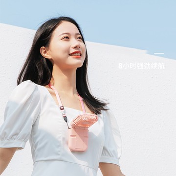 掛脖風扇usb多功能充電寶手機折疊桌面支架掛脖手持迷你小風扇爆