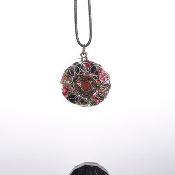 奧剛吊墜石榴石曼陀羅2_項鍊可改吊飾鑰匙圈 開運水晶療癒黑曜石