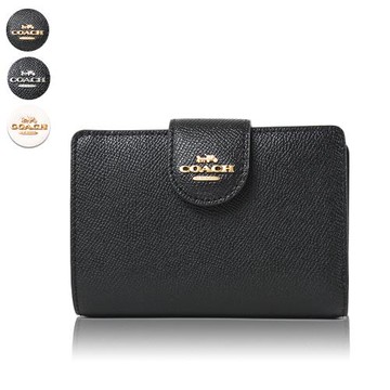 COACH 立體馬車防刮皮革釦式中夾-(新款任選)