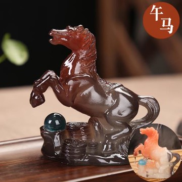 創意變色茶寵擺件茶臺茶桌茶藝茶具擺設精品可養馬上有錢馬到成功