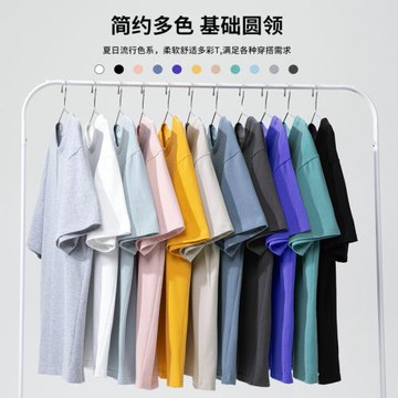 2024夏季純色短袖T恤男ins潮流潮牌寬松多色半袖體恤港風情侶T恤