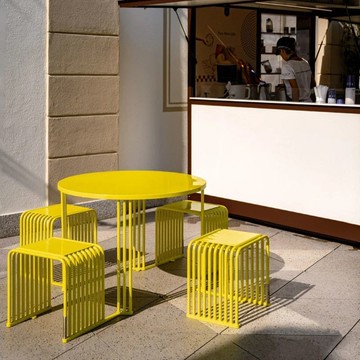 庭院休閒桌椅 布置輕奢店組合庭院陽臺咖啡廳擺圓形室外休閑奶茶戶外外桌椅防水LL0092公司貨