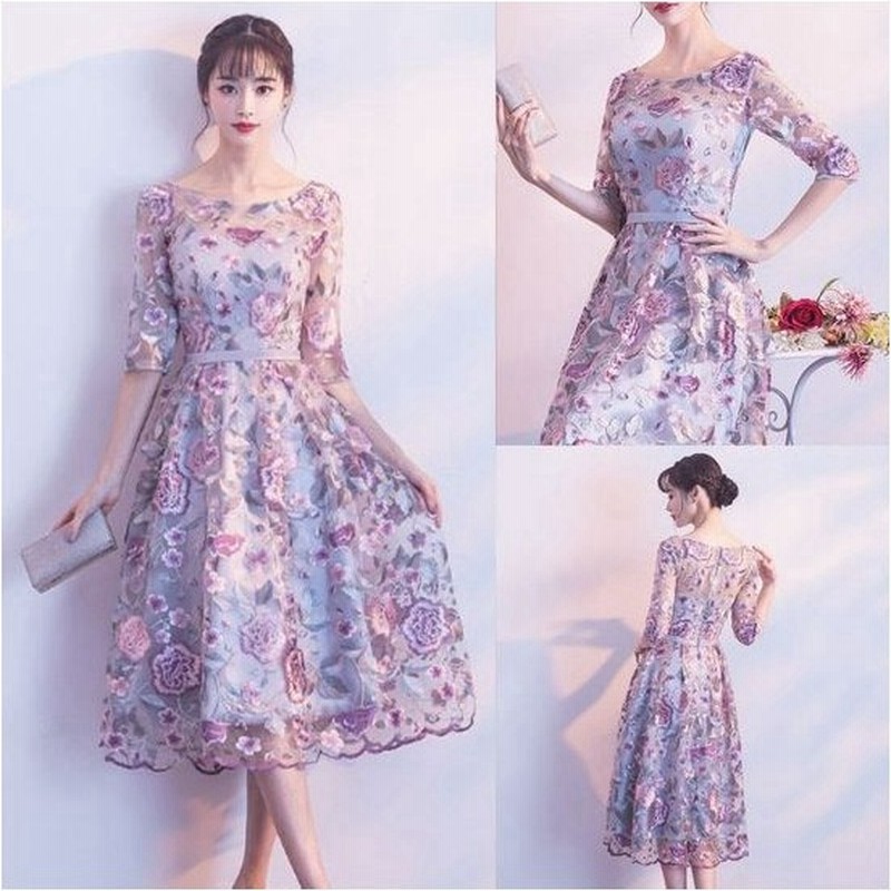 パーティードレス 韓国 プチプラ 結婚式 二次会 謝恩会 おしゃれ 即納 お呼ばれ 上品 成人式 可愛い ワンピース 花柄 個性的 レース 通販 Lineポイント最大0 5 Get Lineショッピング