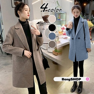 チェスター レディース 秋冬 黒 ミディアム丈 ラシャ 厚手オーバー ゆったりアウター 通勤 着痩せ 大人 通販 Lineポイント最大get Lineショッピング