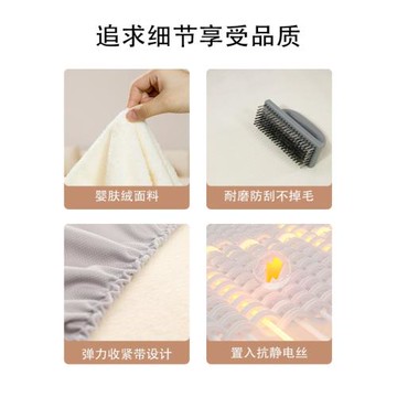 冬季新品卡通可愛蠟筆小新牛奶絨全包床笠臥室1.8m加厚床墊保護罩