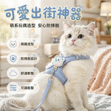 台灣出貨✨ 貓咪 牽引繩 防掙脫 網面胸背 可調節 外出 寵物用品 1.2米