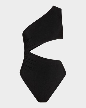 Crinkle Crepe Asymmetric One-Piece Swimsuit