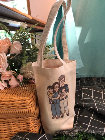 手繪最愛的全家們【客製化全包式飲料提袋】 居家擺飾 紀念禮物