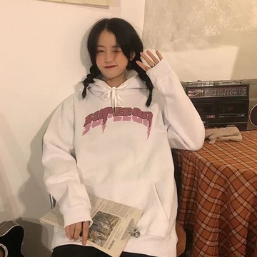 新款冬季 印花衛衣女 舒適加絨保暖連帽上衣 寬鬆 韓版 慵懶風 春秋外套女 日系 休閒 簡約 百搭 甜酷閨蜜裝衛衣女