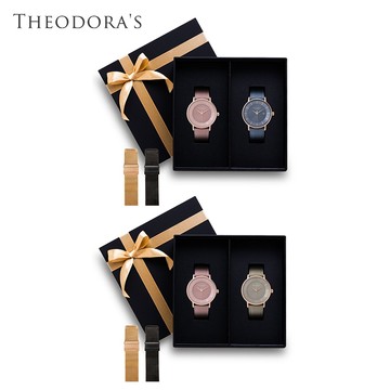 【THEODORA'S】[可選色]對錶禮盒-Aurora太陽能對錶+替換錶帶禮盒【希奧朵拉】送男生 送女生 情侶