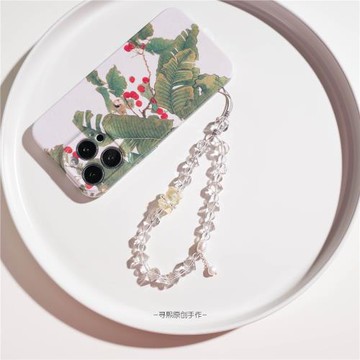 「慕雨」天然白水晶手機鏈掛件原創檸檬黃水晶小熊手腕掛繩女新款